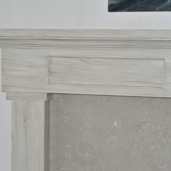 driftwood finish faux bois fireplace mantel - private residence - yarmouth, ma