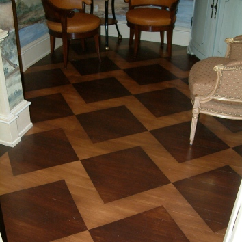 patterned faux bois inlay floor - private residence - boston, ma